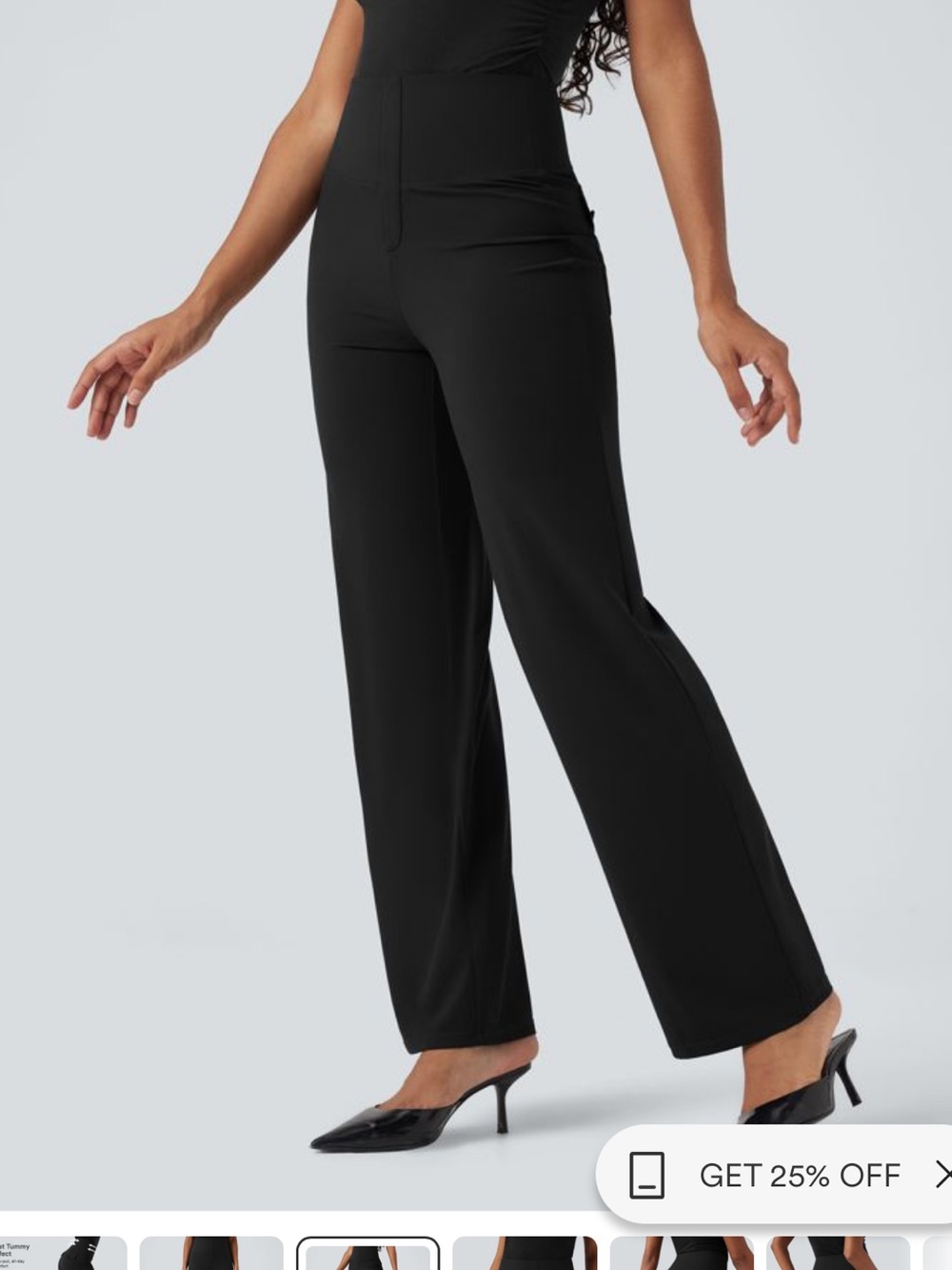 Halara High-Waist Wide-Leg Tummy-Control Pants - Black